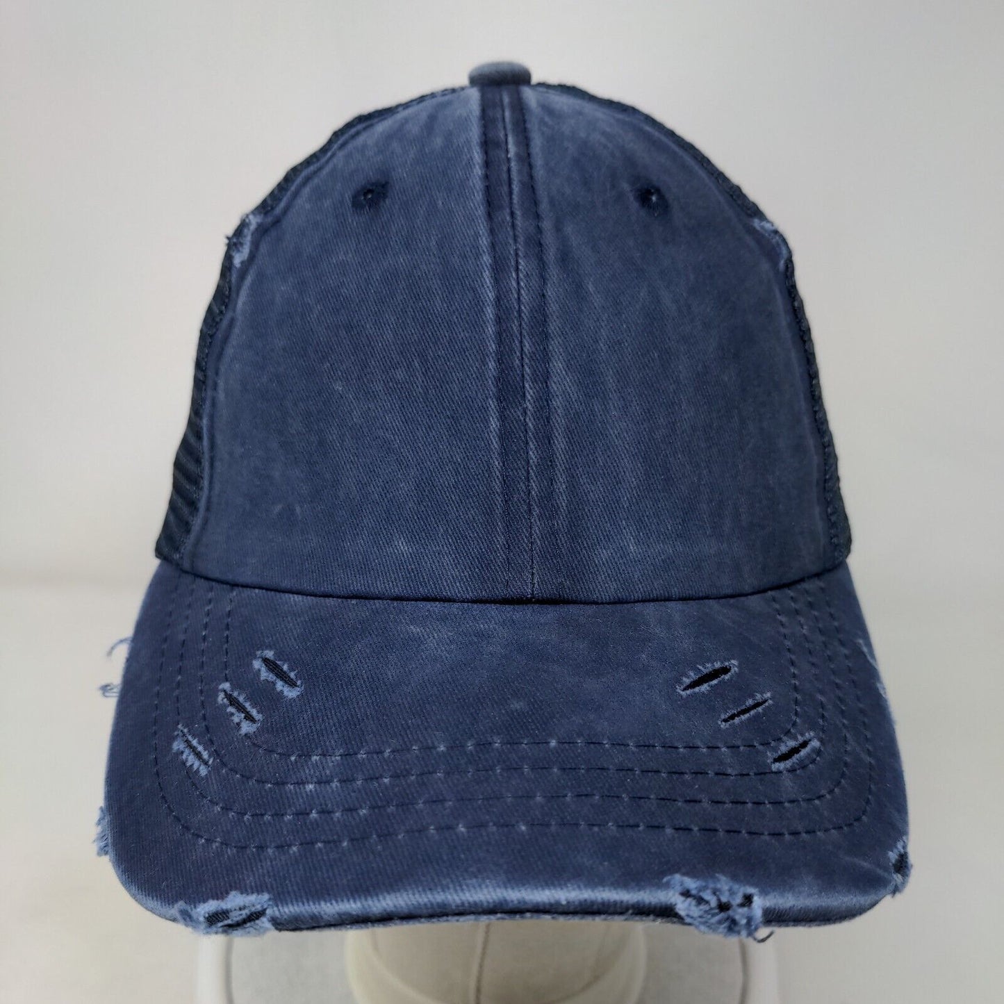 Unbranded Strapback Mesh Back Trucker Hat Blue One Size Adjustable Blank