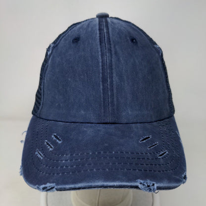 Unbranded Strapback Mesh Back Trucker Hat Blue One Size Adjustable Blank
