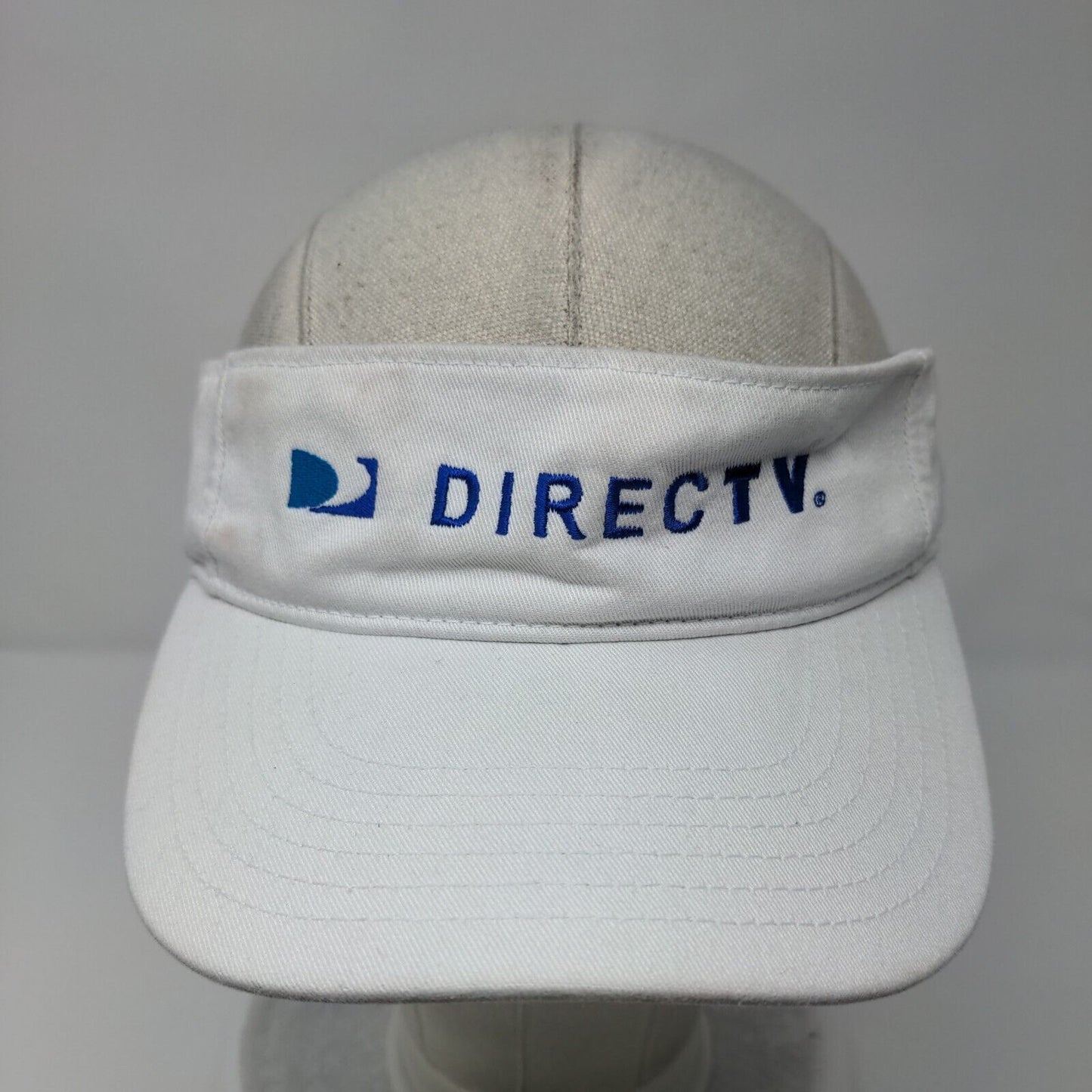 DIRECTV Strapback Sun Visor Hat White OSFM Adjustable Embroidered