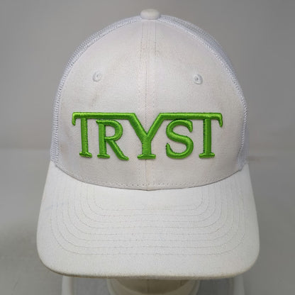 Trucker Hat White Green One Size Tryst Embroidered Logo Snapback Mesh Back