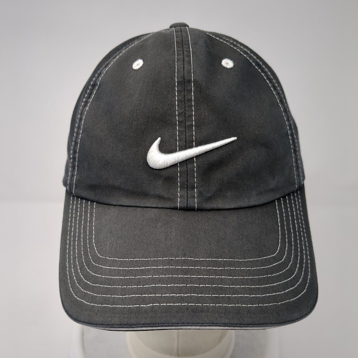 Nike Golf Swoosh Strapback Hat Gray One Size Adjustable Embroidered