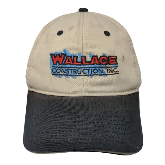 Wallace Construction Inc. Strapback Hat Tan OSFM Embroidered Colorblock