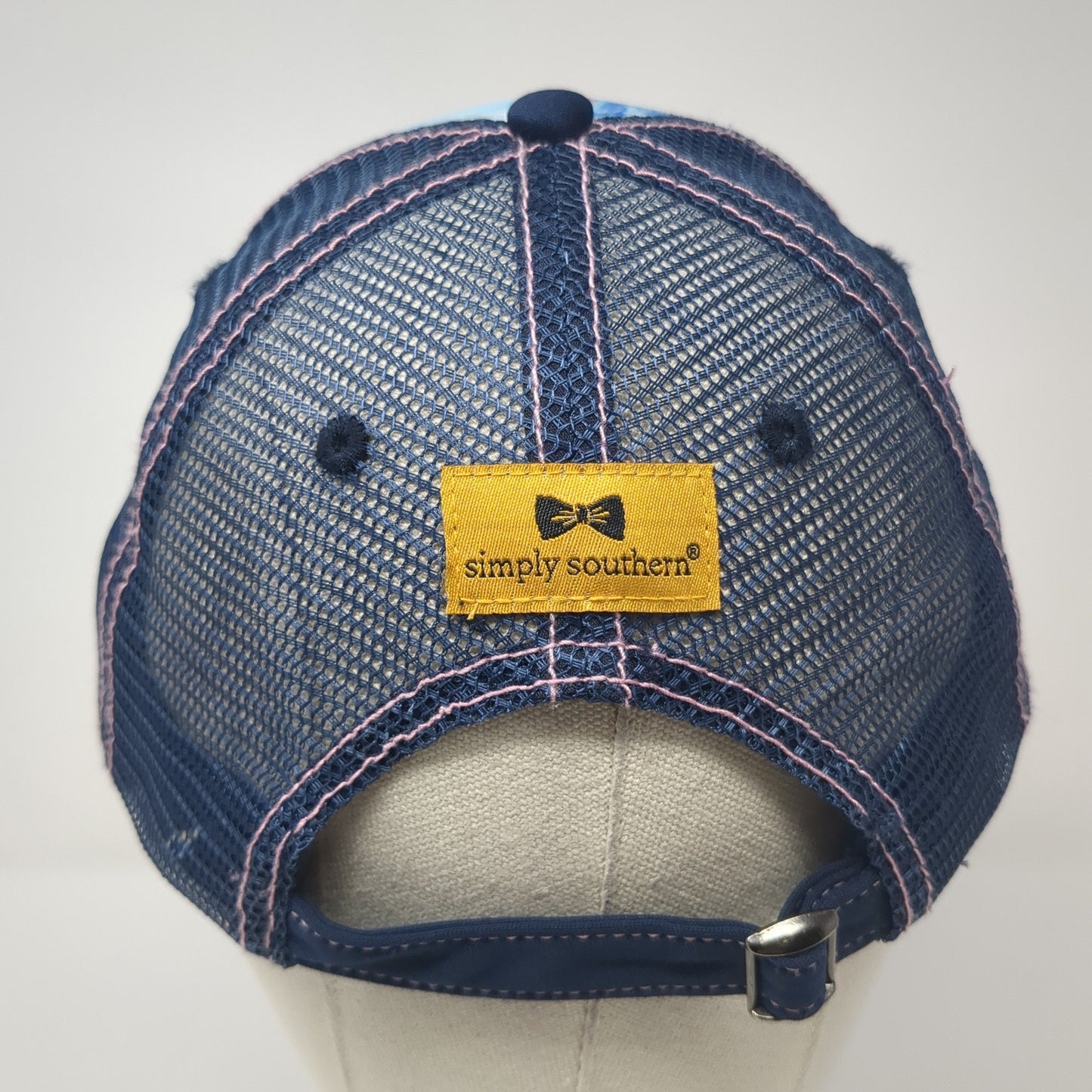 Simply Southern Palm Trees Slideback Trucker Hat Blue One Size Mesh Back