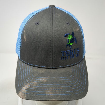 Richardson Trucker Hat Gray Blue One Size Mesh Back Snapback Pool And Spa Hat