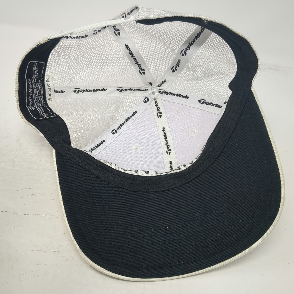 TaylorMade Trucker Hat White OSFM Mesh Back Snapback Golf Structured Logo Cap