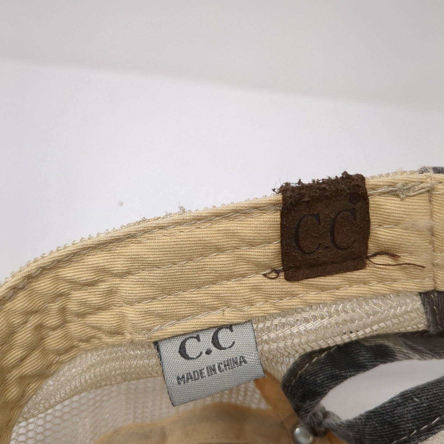 C.C Ponyback Strapback Trucker Hat Camouflage One Size Adjustable Distressed