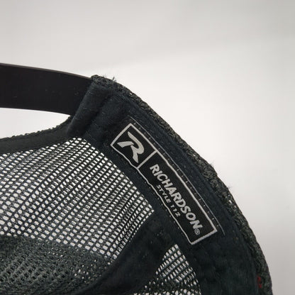 Richardson Snapback Mesh Back Trucker Hat Red One Size Logo Embroidered