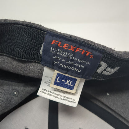Hurley Embroidered Logo Fitted Hat Gray XL Flexfit Yupoong Vent Holes