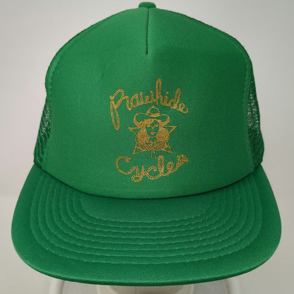Otto Trucker Hat Green OSFM Rawhide Cycles Motorcycle Mesh Snapback Foam Front