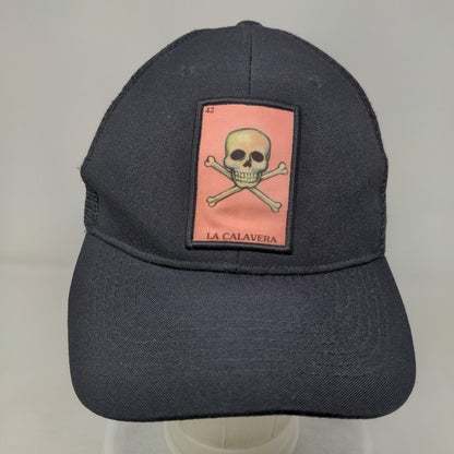 La Calavera Skull Snapback Mesh Back Trucker Hat Black One Size 6 Panel