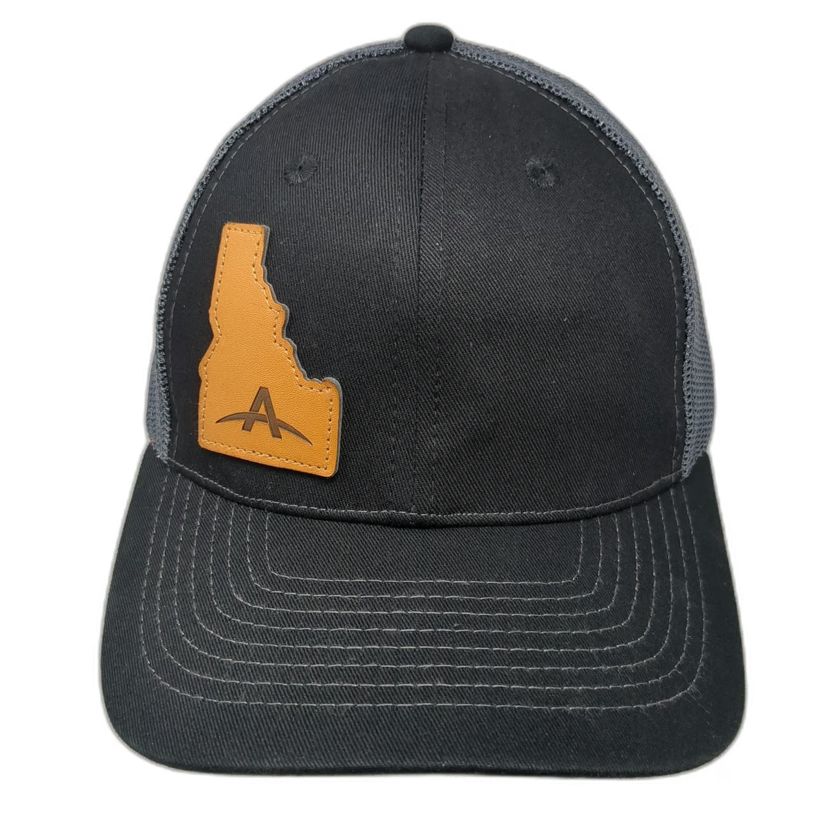 Atlas Idaho State Patch Trucker Hat Black One Size Mesh Back Snapback Gray