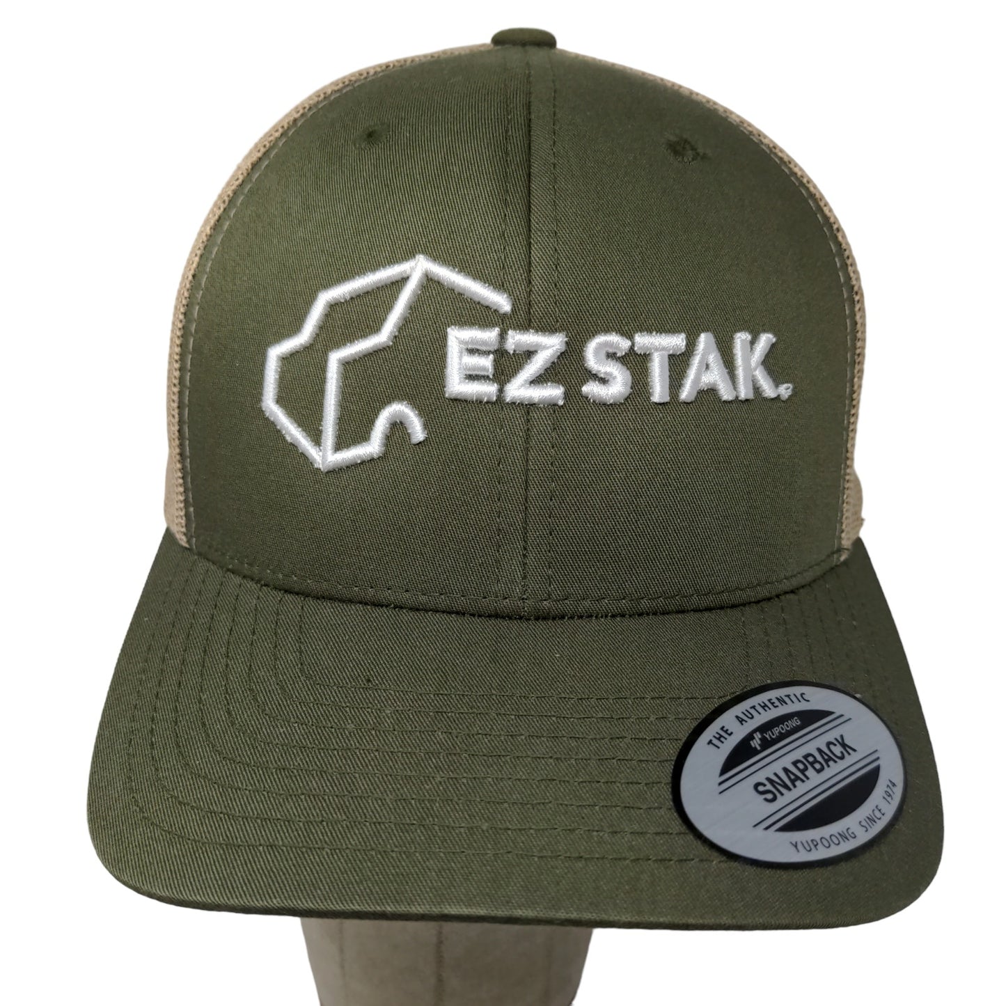 Yupoong Men's Snapback Mesh Back Hat Green Embroidered Logo EZ Stak