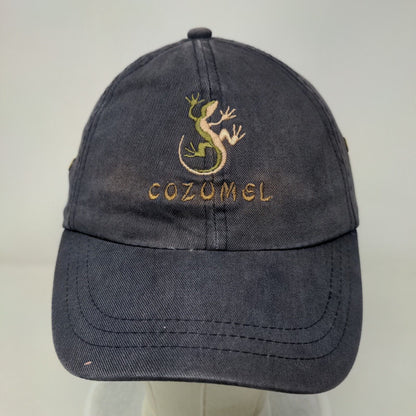 Cozumel Gecko Strapback Hat Blue One Size Embroidered Vent Holes