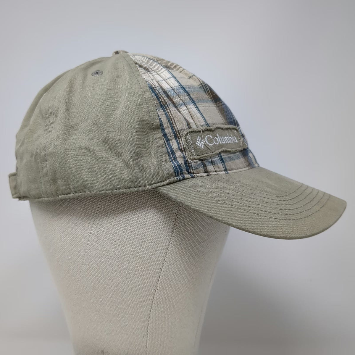 Columbia Baseball Cap Green One Size Omni-Shade Plaid Patch Slideback Hat