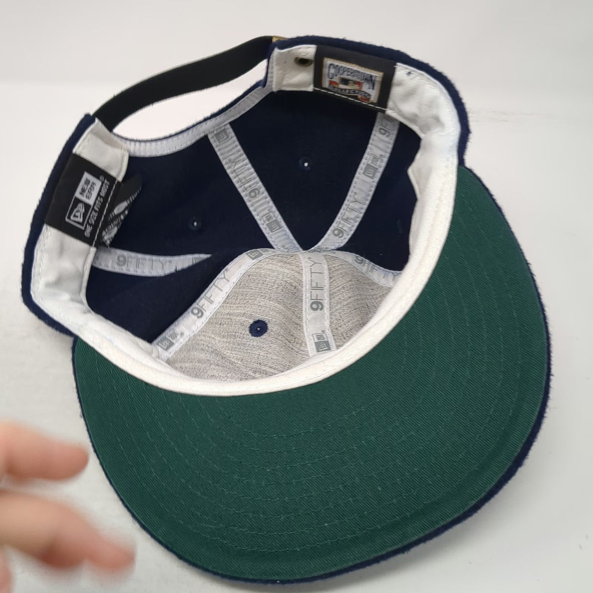 New Era Atlanta Braves MLB 9Fifty Cap Hat Blue One Size Flat Brim Wool Leather