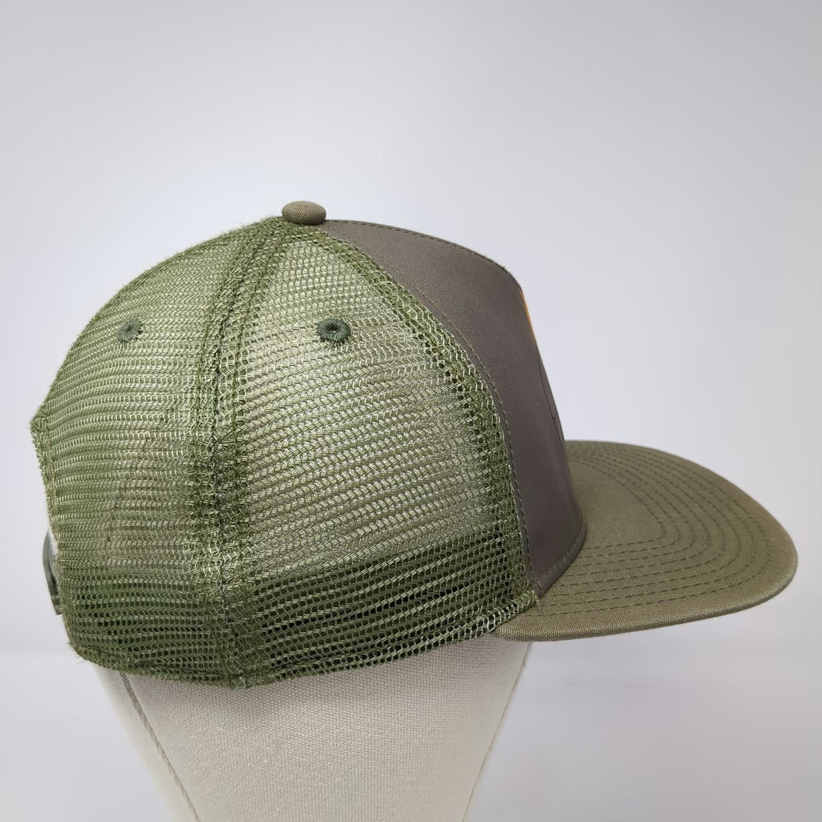 prAna Trucker Hat Green One Size Mesh Back Campfire Graphic Flat Brim Snapback