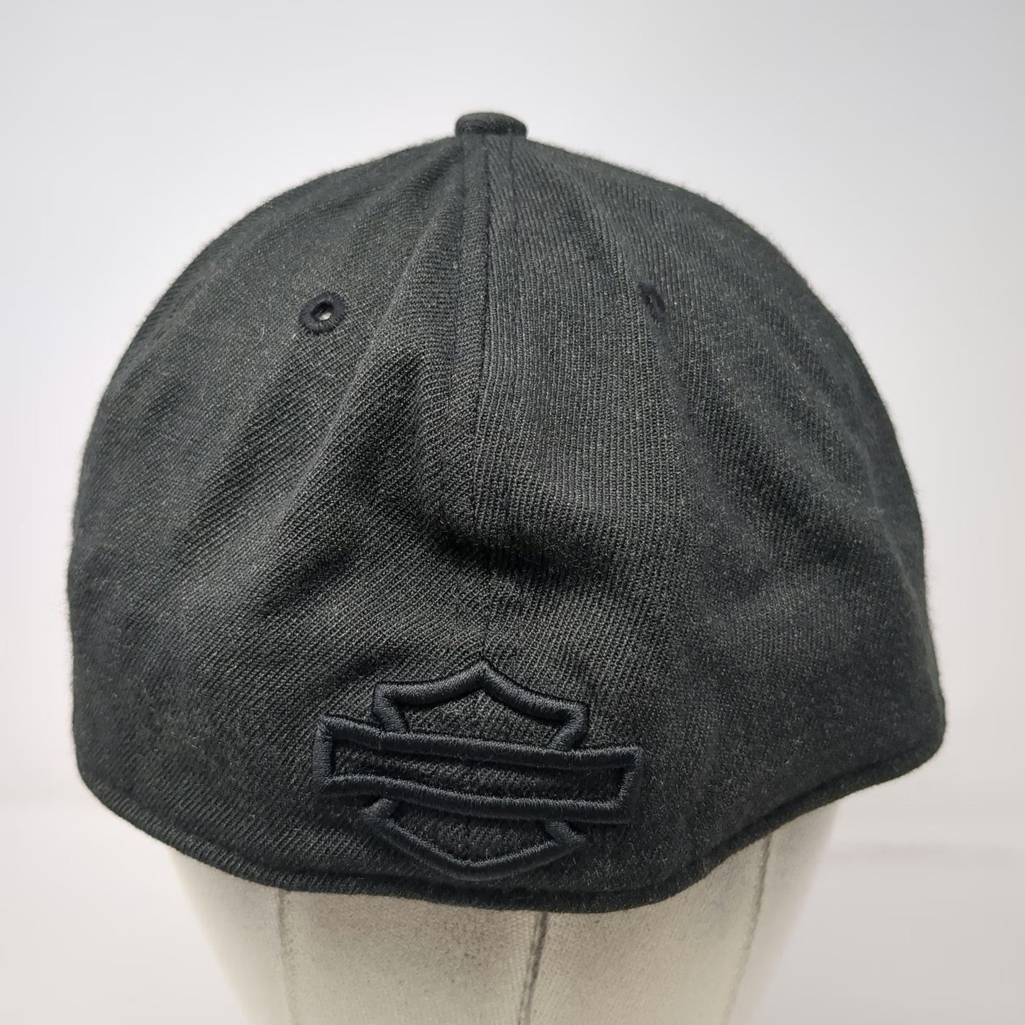 New Era Baseball Cap Black L Harley-Davidson Eagle Patch Stretch Hat 39THIRTY