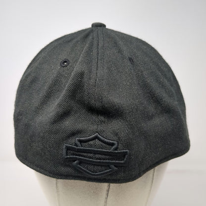 New Era Baseball Cap Black L Harley-Davidson Eagle Patch Stretch Hat 39THIRTY