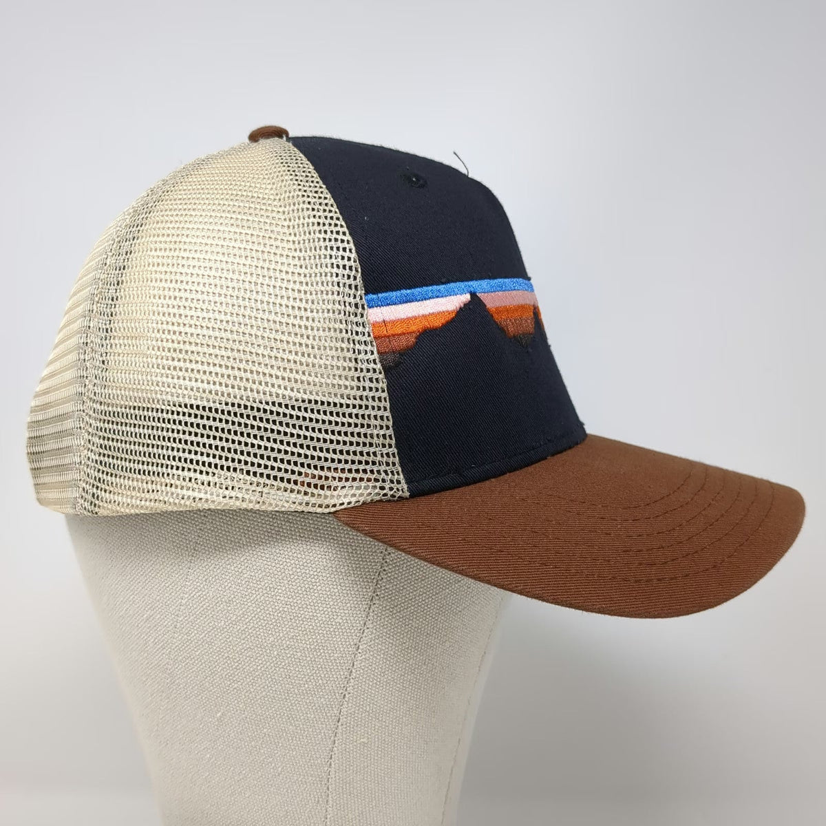 Locale Outdoor Trucker Hat Black Brown One Size Mountain Graphic Mesh Snapback
