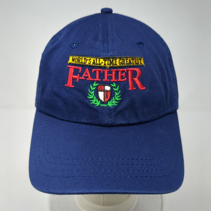 World's All Time Greatest Father Slideback Hat Blue OS Adjustable Embroidered