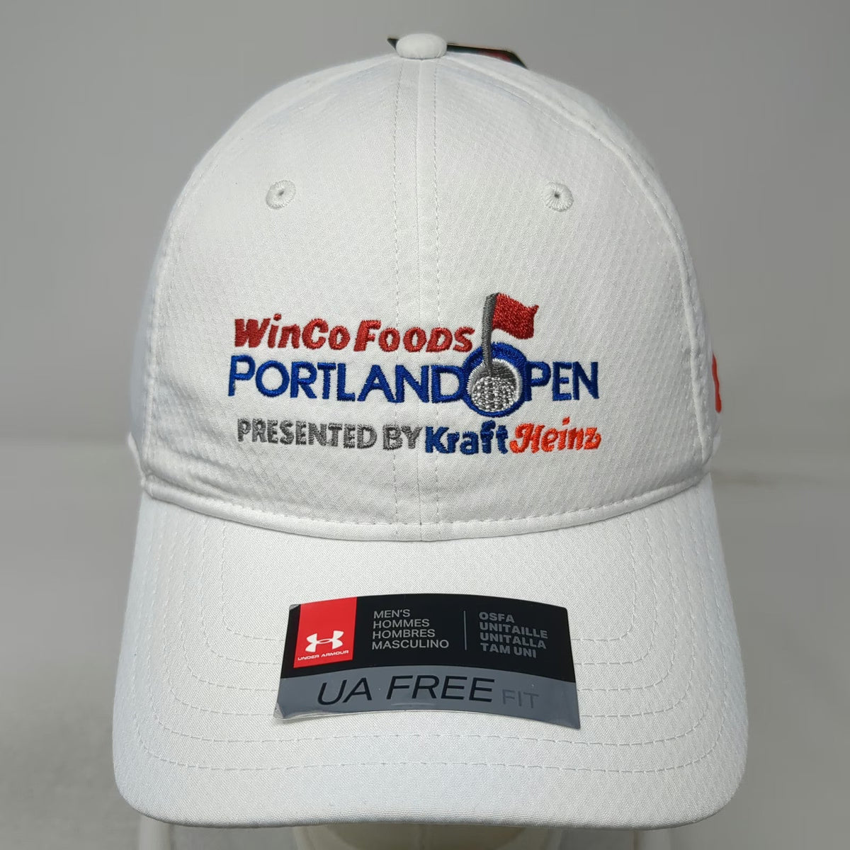 Under Armour Baseball Cap White One Size Strapback Portland Open WinCo Golf Hat