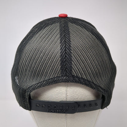 Richardson Snapback Mesh Back Trucker Hat Red One Size Logo Embroidered