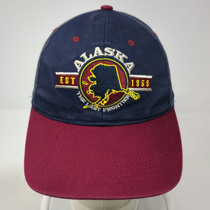 907 Alaska Brand Baseball Cap Blue Red OSFM Last Frontier Map Embroidered Hat