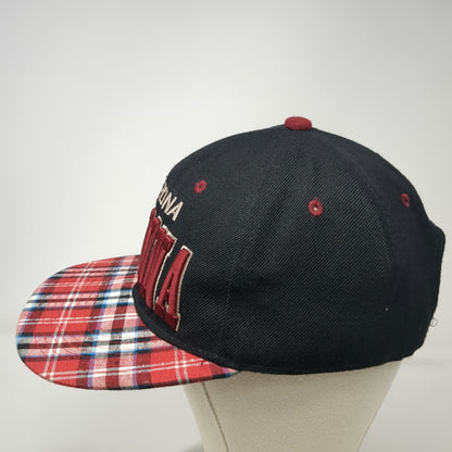 Headline Snapback Black Red Arizona Hat One Size Plaid Brim 3D Puff Embroidery