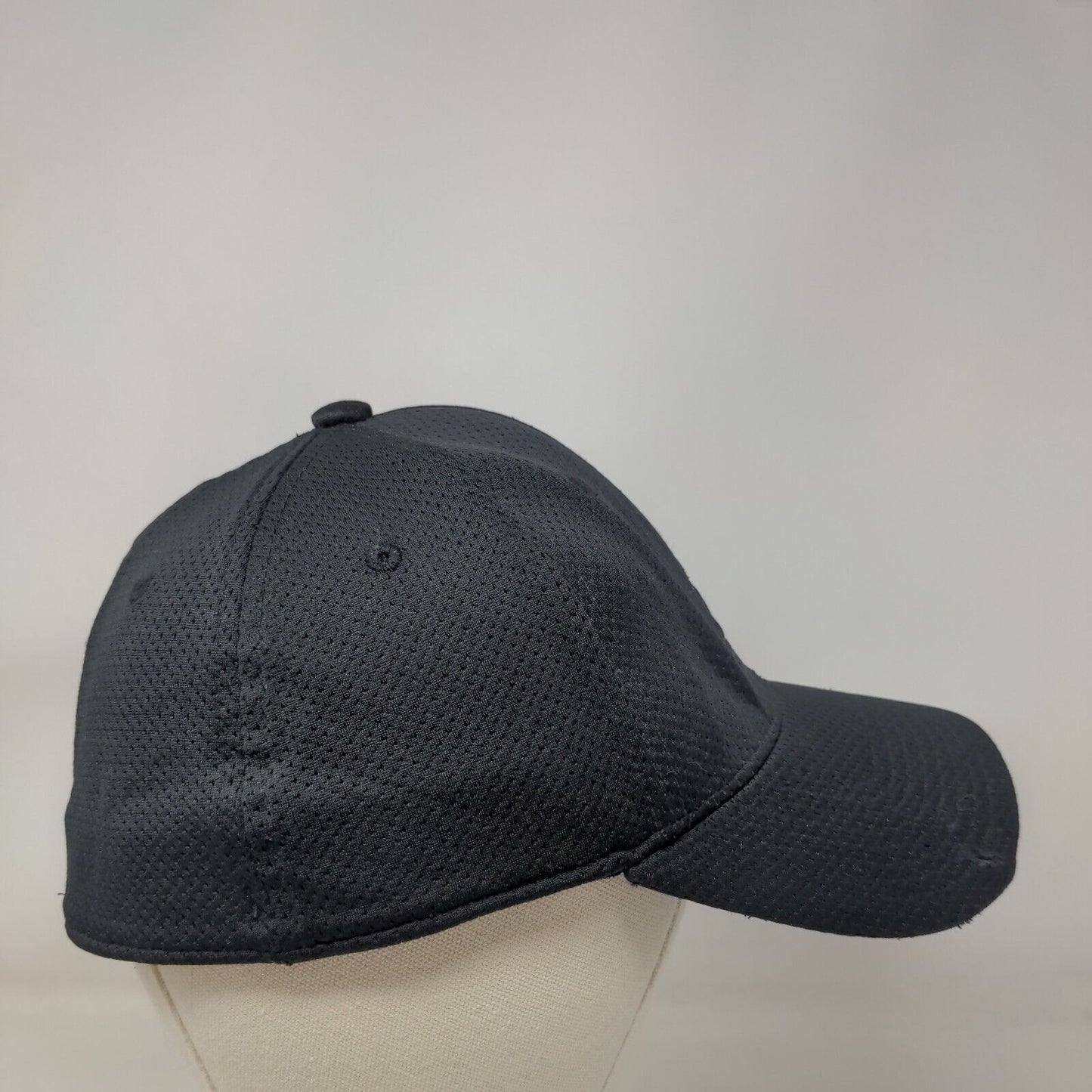 Adidas Climalite Fitted Hat Black L/XL Embroidered 3 Stripes 6 Panel