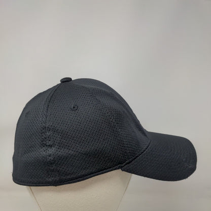 Adidas Climalite Fitted Hat Black L/XL Embroidered 3 Stripes 6 Panel