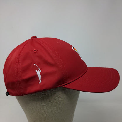 Ahead Men's Strapback Hat Red Adjustable Embroidered Umbrella Logo Polyester