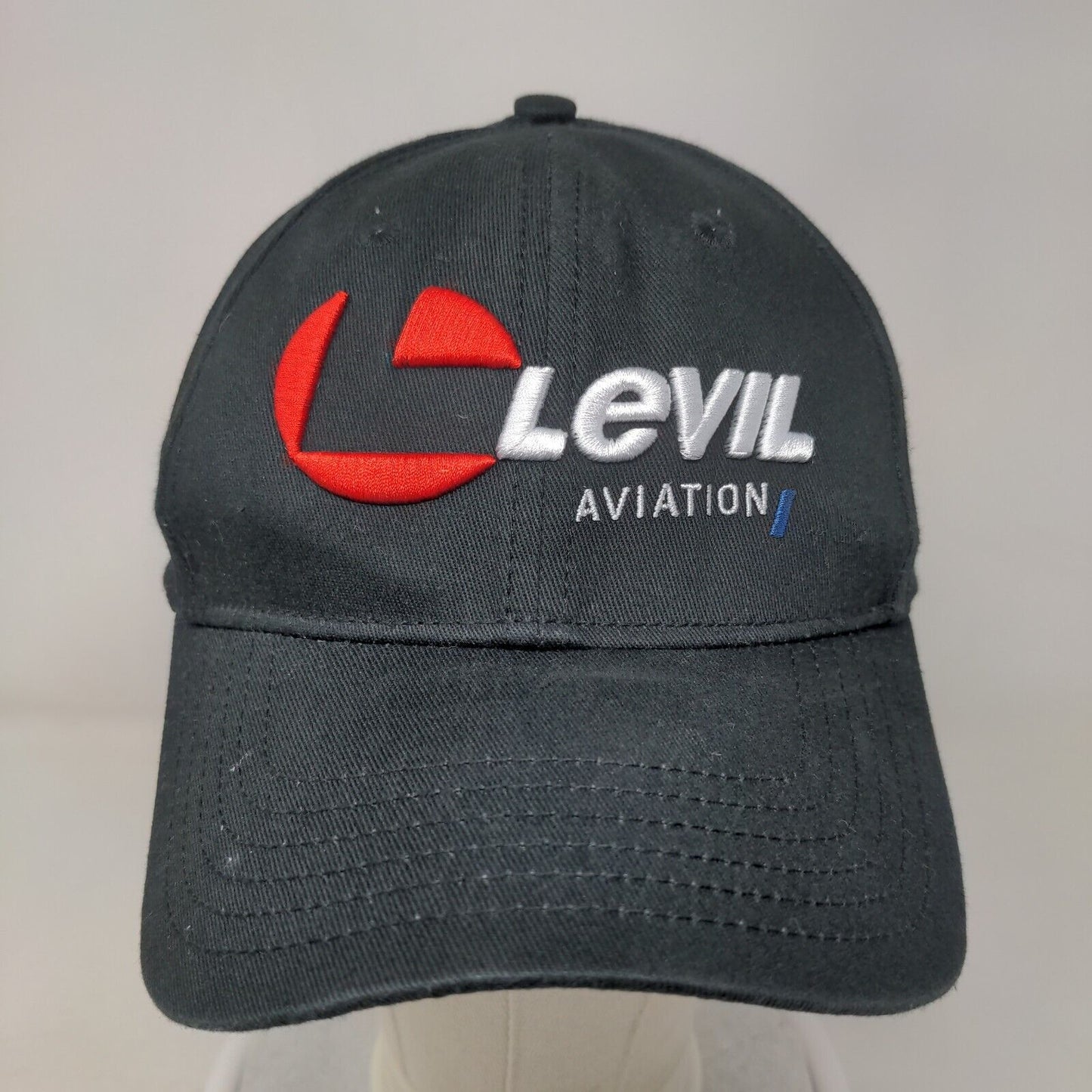 Levil Aviation Strapback Hat Black One Size Adjustable Embroidered 6 Panel