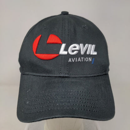 Levil Aviation Strapback Hat Black One Size Adjustable Embroidered 6 Panel