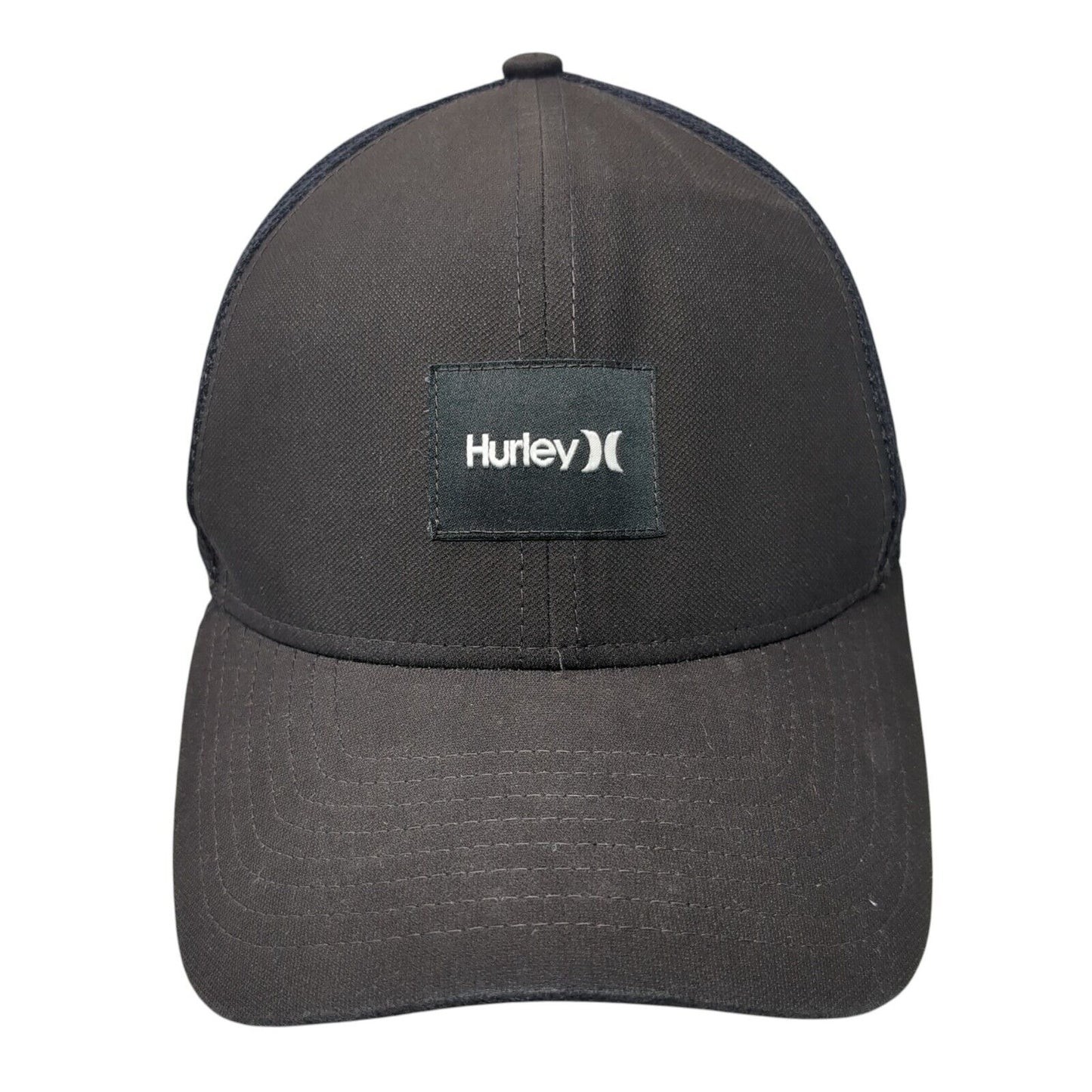 Hurley Patch Snapback Mesh Back Trucker Hat Black One Size 6 Panel