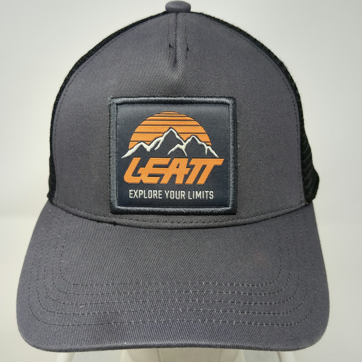 Leatt Trucker Hat Gray One Size Mesh Back Snapback Mountain Sunset Patch Hat