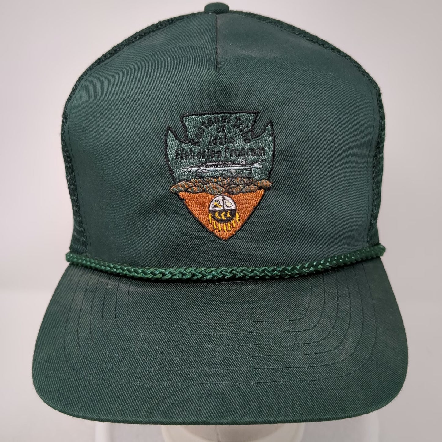 Otto Trucker Hat Green One Size Kootenai Tribe Idaho Fisheries Program Rope