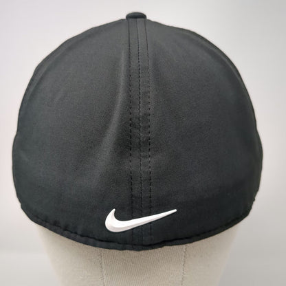 Nike Baseball Cap Black L Swoosh Perforated Mesh Panels Fitted Golf Athletic Hat