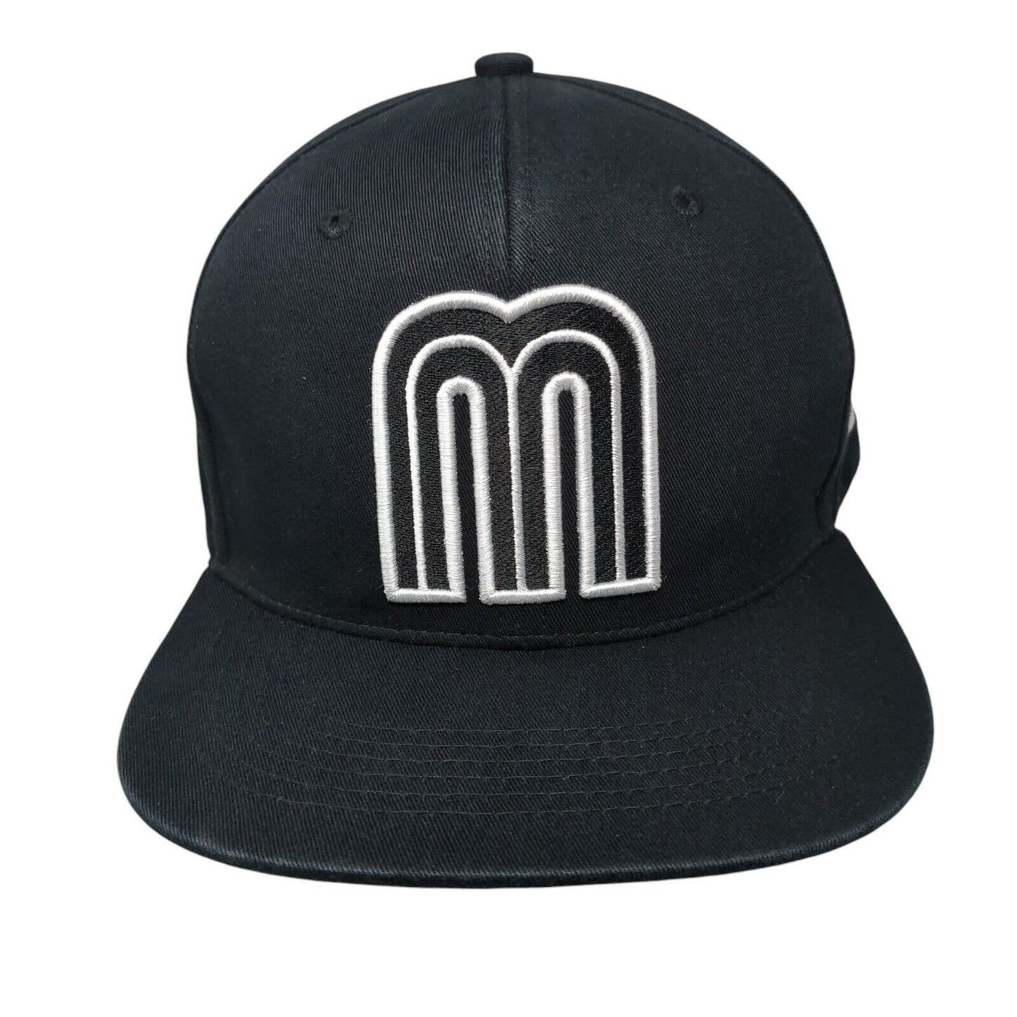 M Mexico Flag Snapback Hat Black One Size Adjustable Embroidered