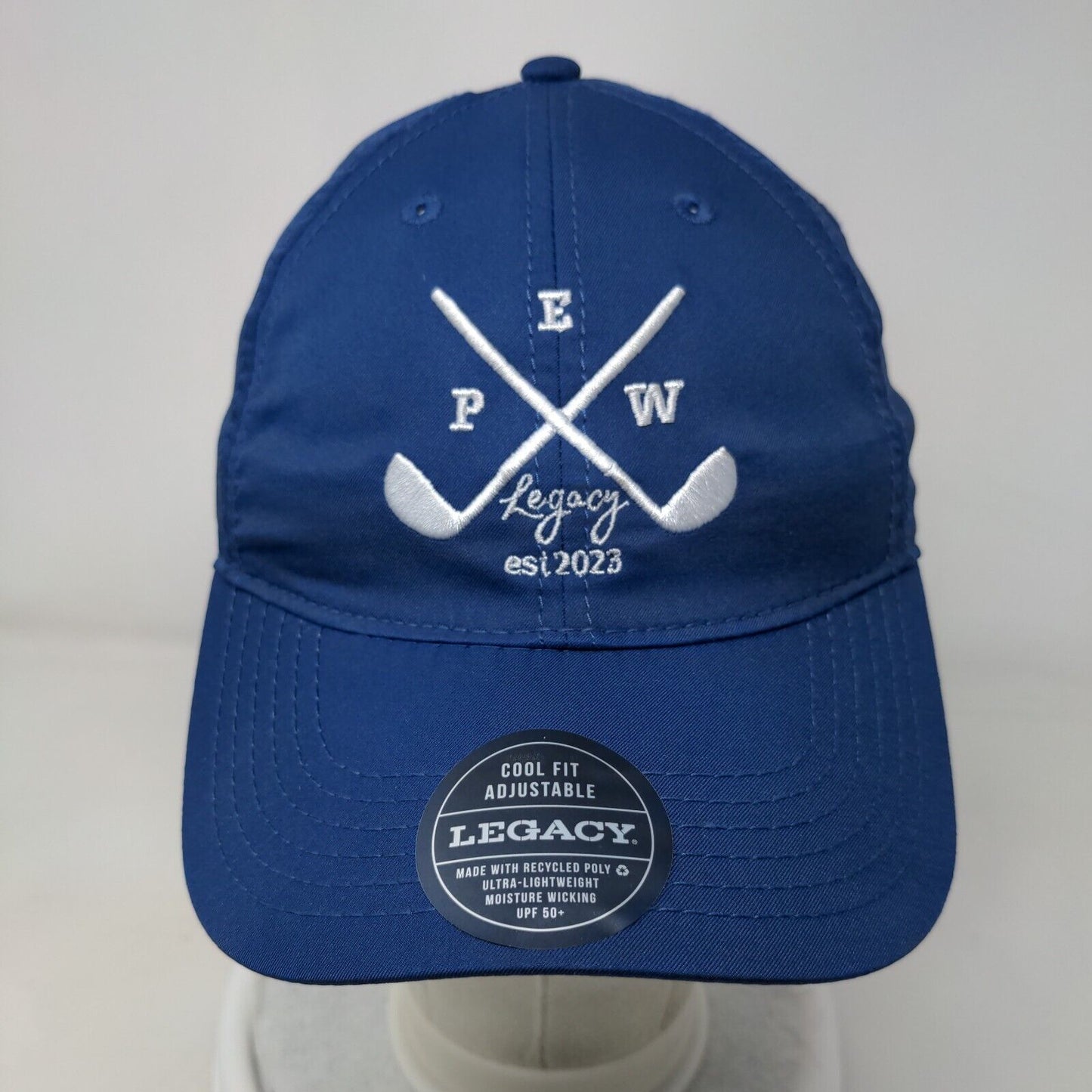 PEW Legacy Golf Club Strapback Hat Blue One Size Cool Fit Adjustable