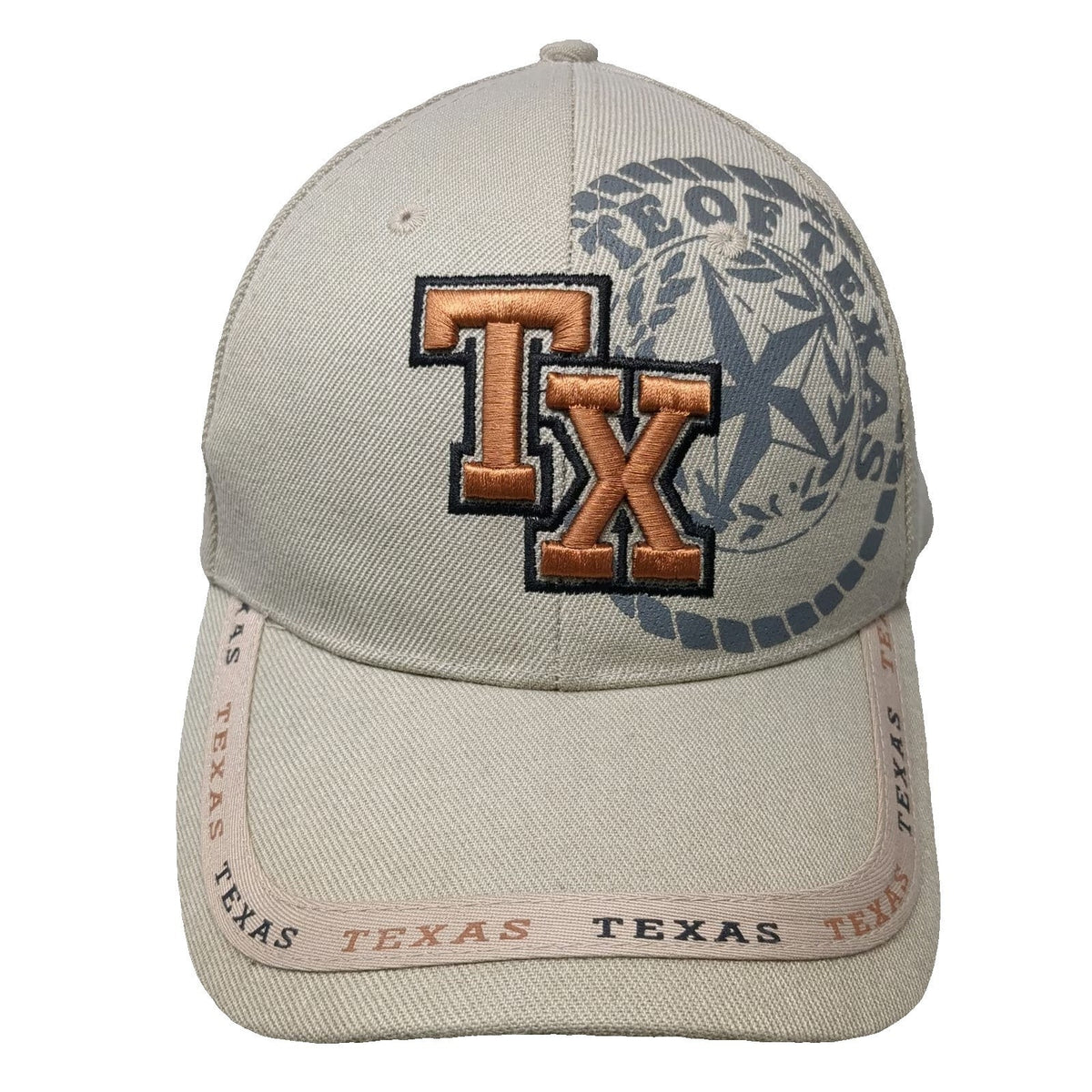 Baseball Cap Beige One Size Texas State Seal TX Embroidery Graphic Hat Strapback