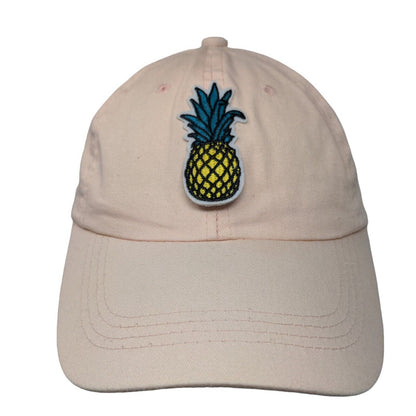 Unbranded Men's Slideback Hat Pink Embroidered Pineapple 100% Cotton