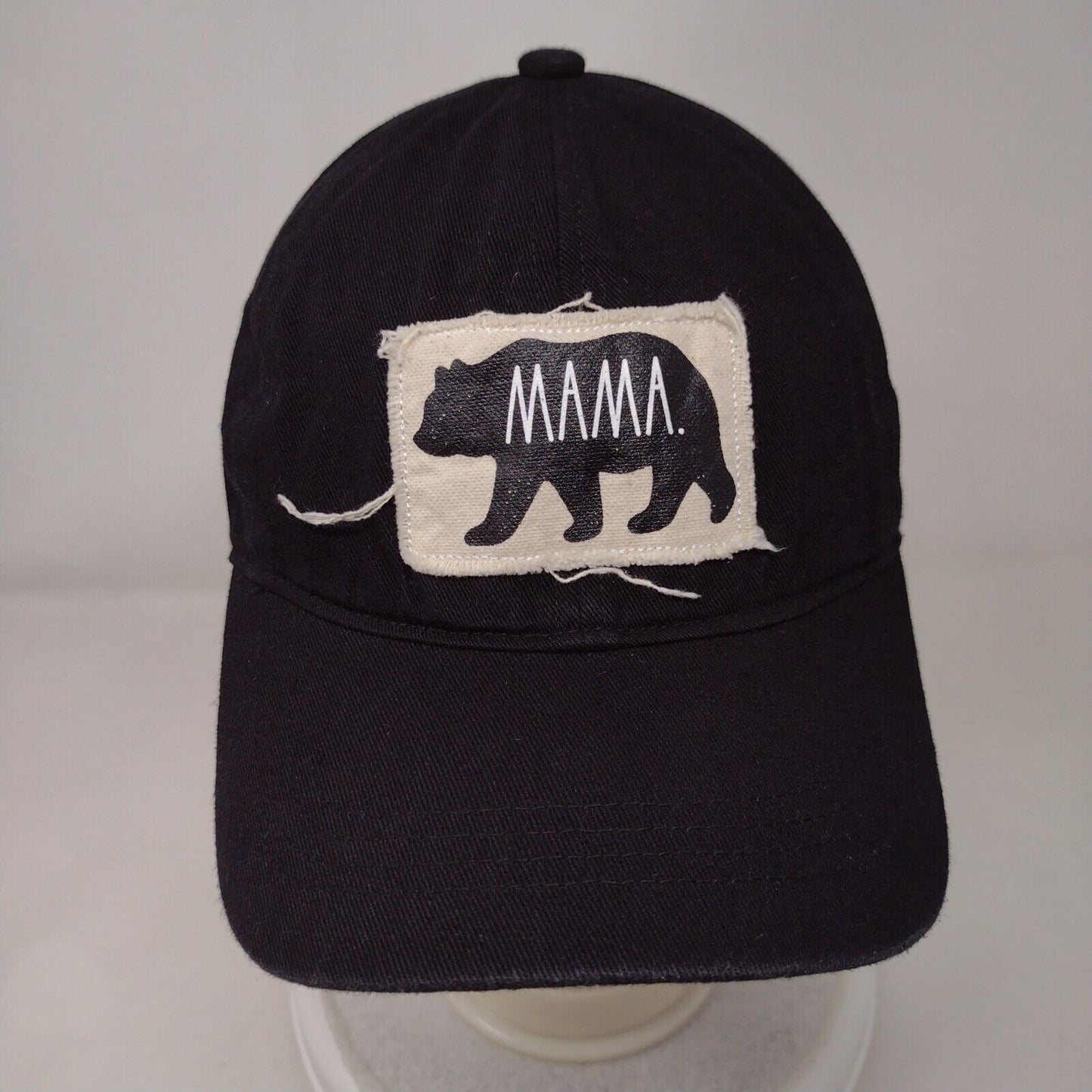 MAMA Slideback Hat Black OSFM Adjustable Patch 6 Panel Rae Dunn Cotton