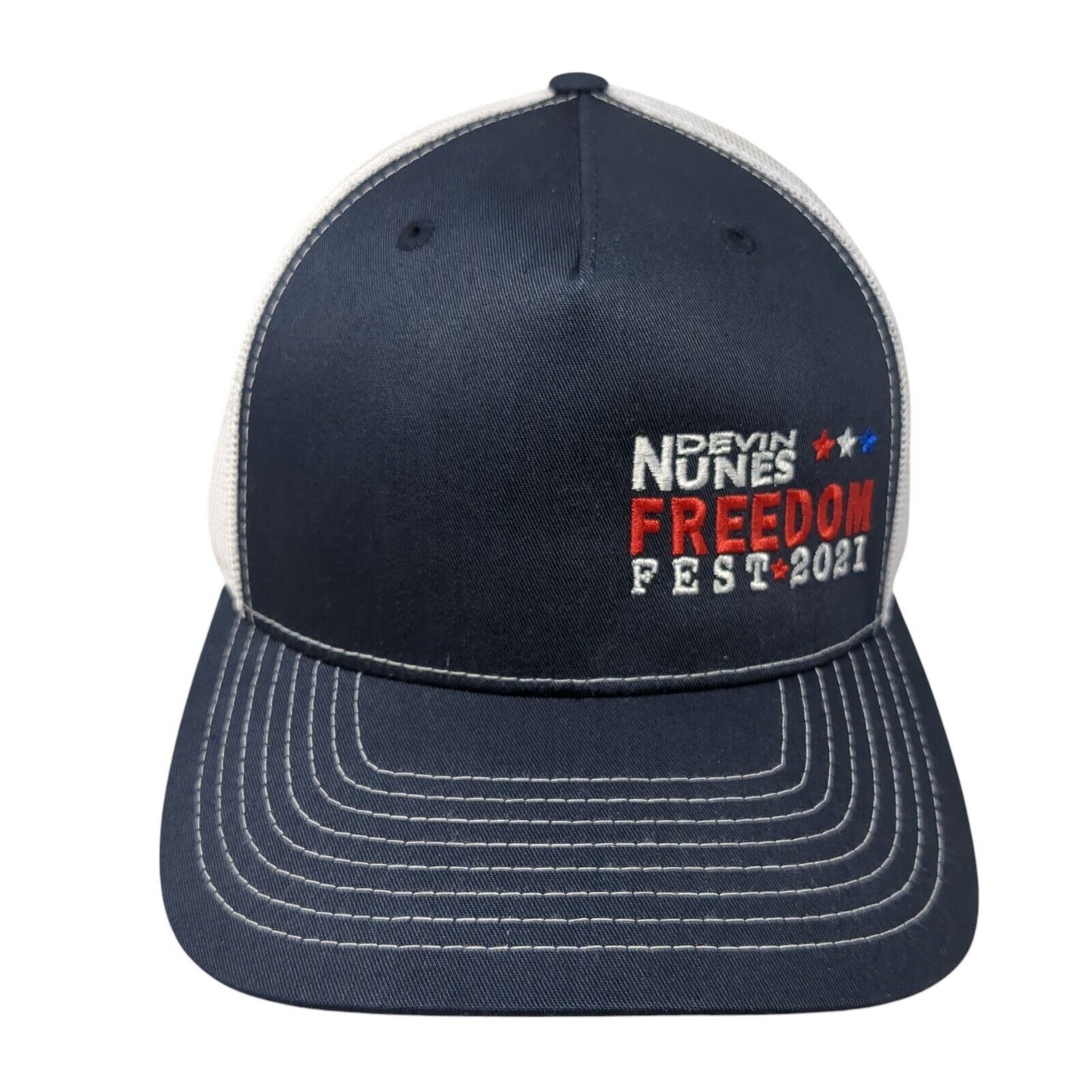 Devin Nunes Freedom Fest 2021 Snapback Trucker Hat Blue One Size Outdoor