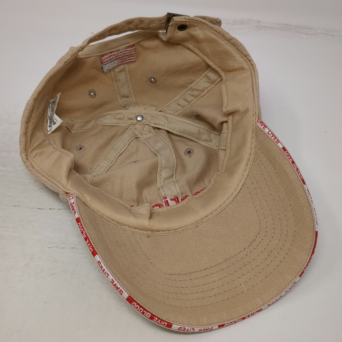 OmniSource American Red Cross Baseball Cap Beige OSFM Flag Give Blood Cotton Hat