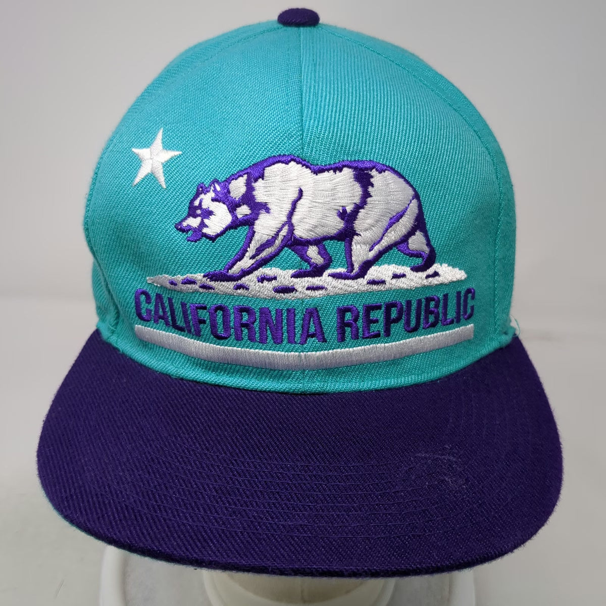 Leader L.O.G.A Snapback Blue Purple Hat One Size California Republic Bear Map