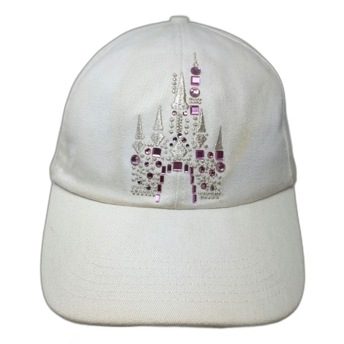 Disney Parks Baseball Cap White One Size Castle Rhinestone Magic Kingdom Hat