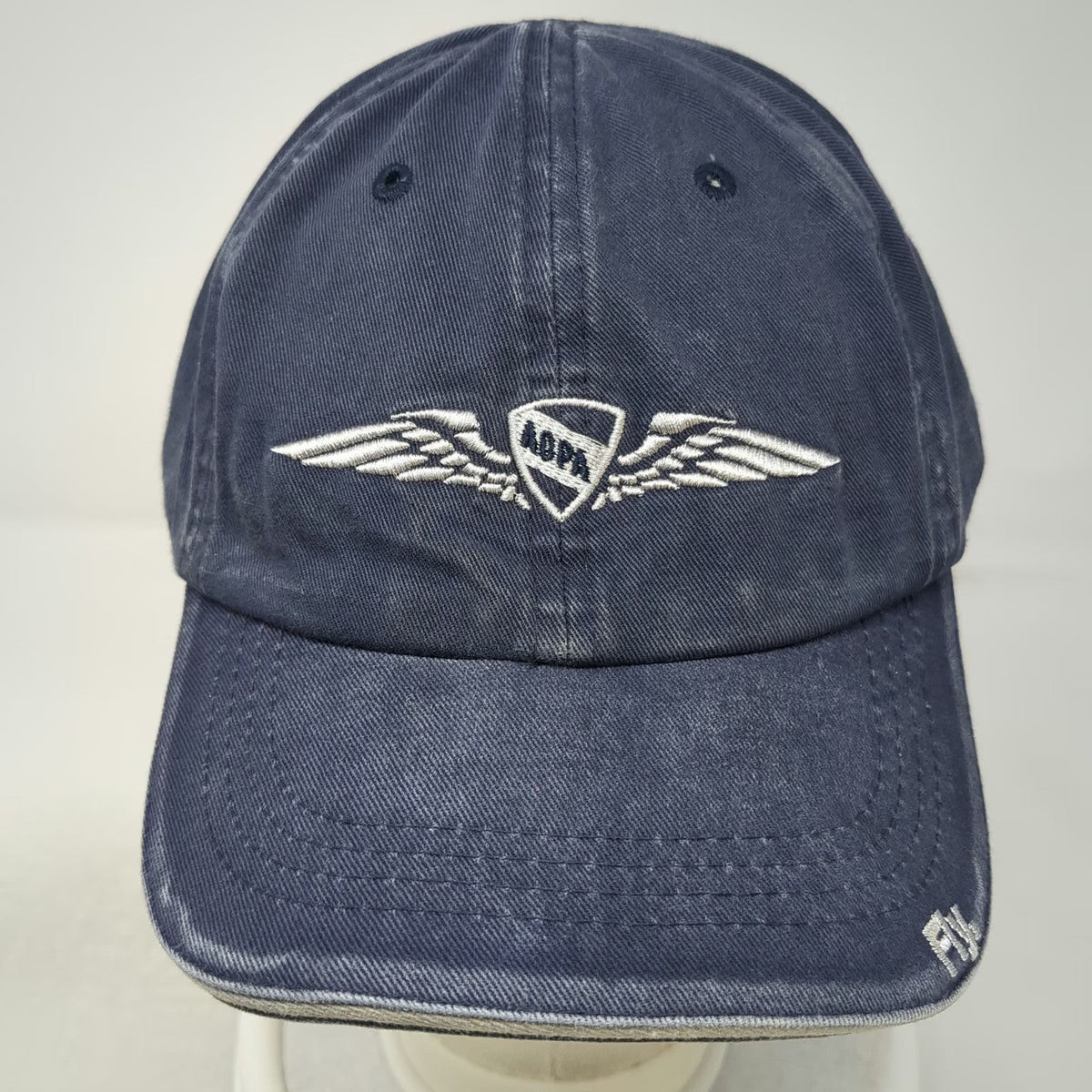 AOPA Baseball Cap Blue One Size Embroidered Logo Fly Brim Slideback Cotton hat