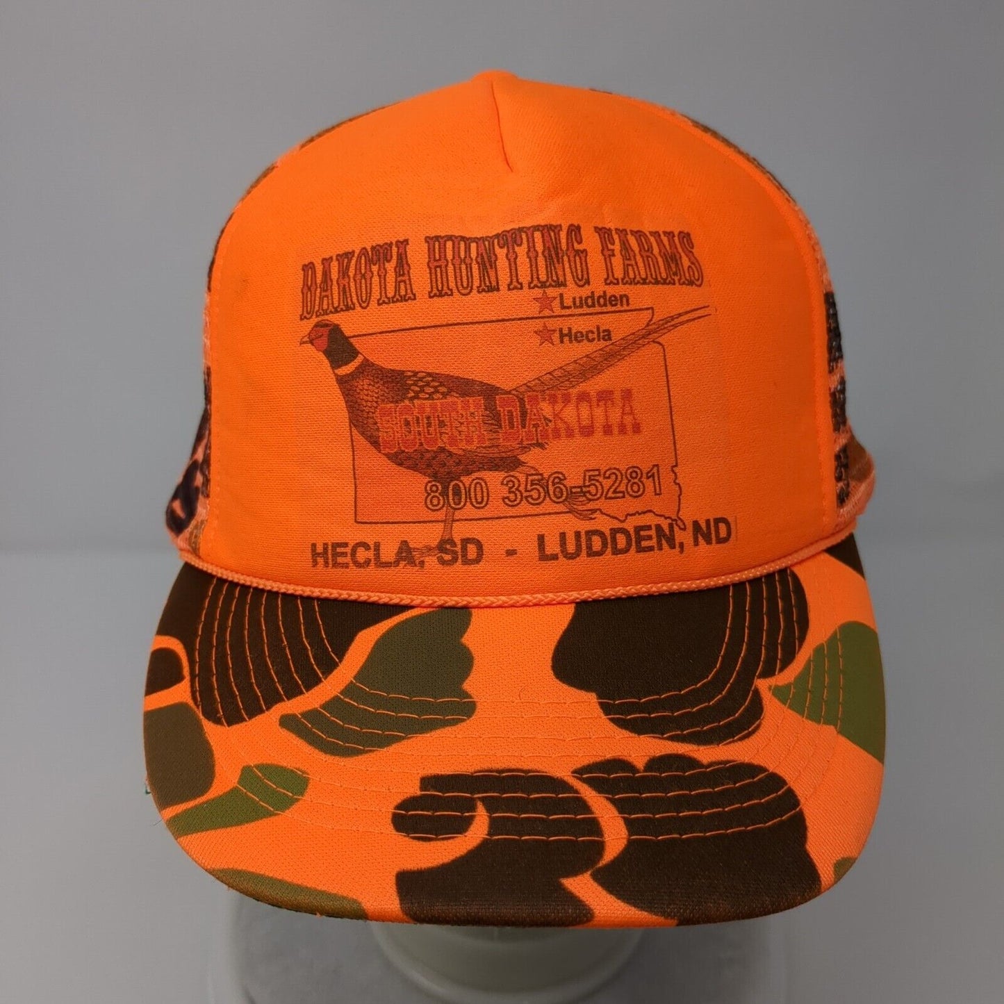 Dakota Hunting Farms Snapback Trucker Hat Camo OSFA Mesh Back Otto