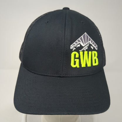 GWB Snapback Mesh Back Trucker Hat Black One Size Embroidered Logo