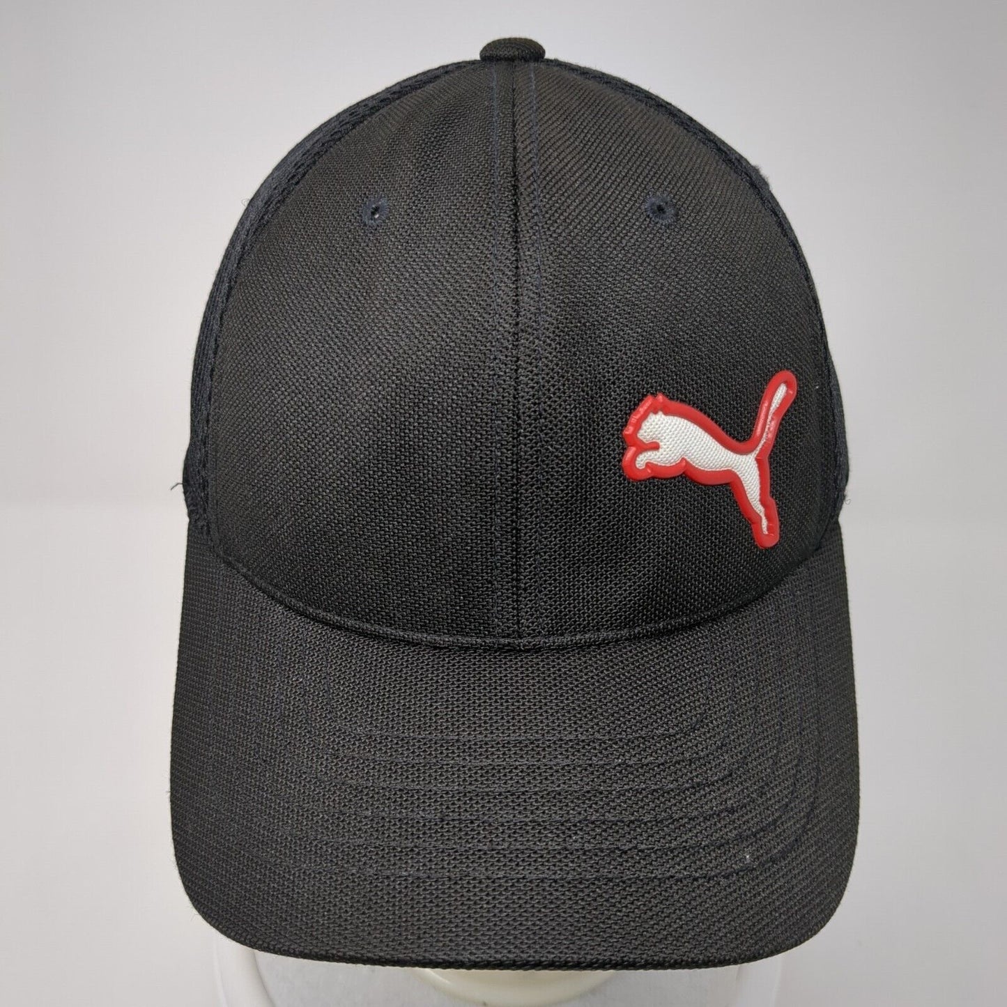 PUMA Strapback Mesh Back Hat Black One Size Solid Adjustable 6 Panel